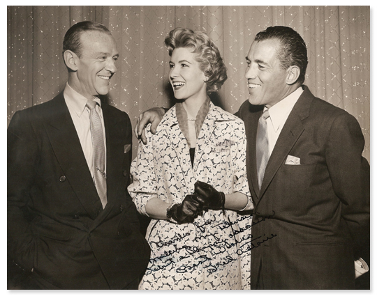 Fred Astaire, Julia Meade and Ed Sullivan on the set of Tost of the Town