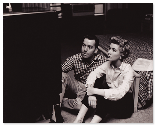 Julia Meade watches TV with husband O. Worsham Rudd